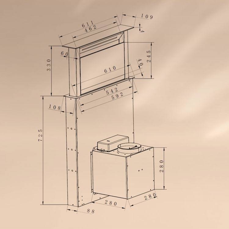 Royal Flush Eco Dunstabzugshaube 60 cm 576 m³/h A+  