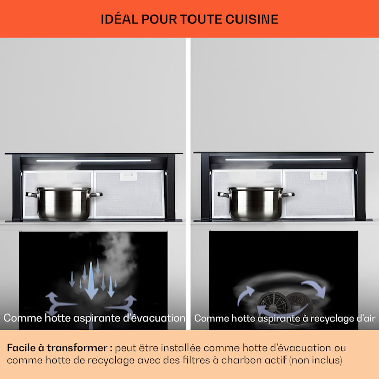 Hotte aspirante Royal Flush Eco 90 cm 714 m³/h A+