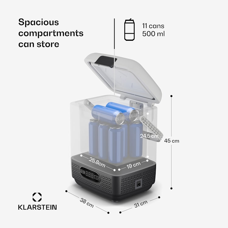 Geleira SwiftFrost 12L | 12 V/230 V | até -20 °C | compressor | 2 níveis de potência | ecrã LED 12 litros | Branco