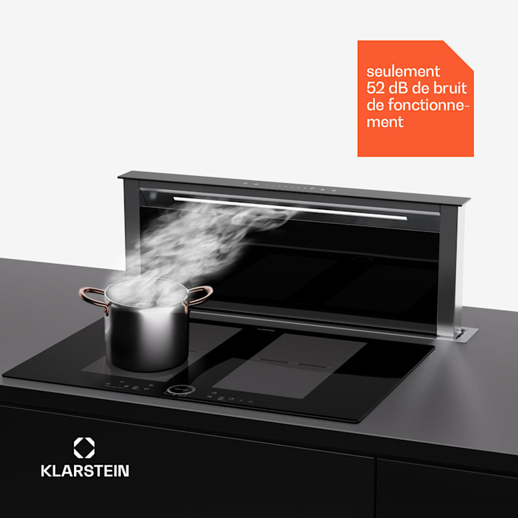 Royal Flush Eco 75 Hotte aspirante 75 cm 650 m³/h CEE A++ avec filtres à charbon actif 75 cm | Acier Inoxydable | Noir