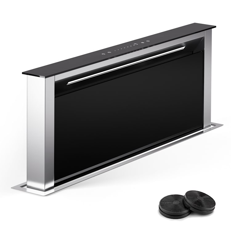 Royal Flush Eco 75, páraelszívó, 75 cm, 650 m³/h, EEK A++, aktívszén szűrőkkel együtt 75 cm | Rozsdamentes acél | Fekete