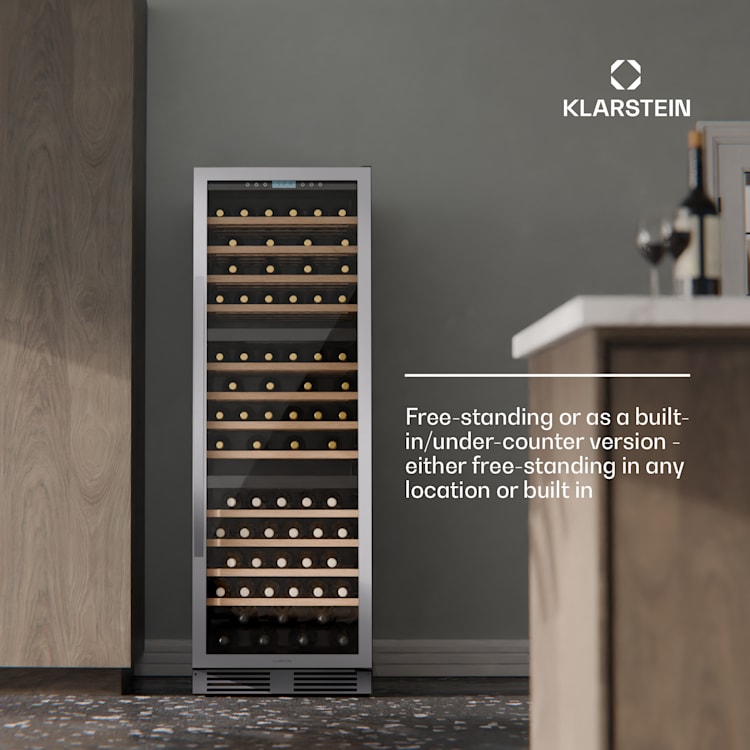 Vinovilla Trio wijnkoelkast | 144 flessen | 3 zones | 38 dB | 12 schappen | compressor | 413 liter 143 flessen | 3 koelzones | Roestvrij Staal
