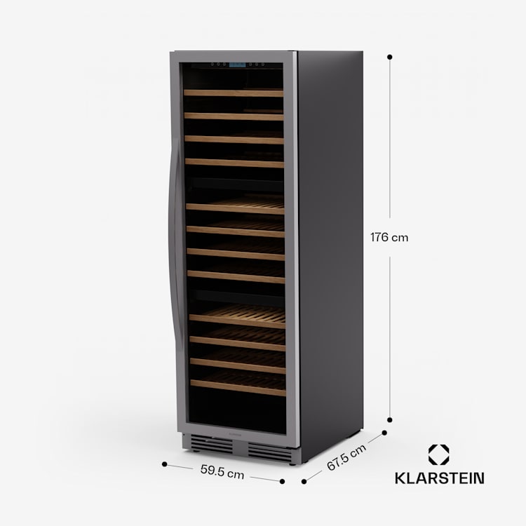 Vinovilla Trio wijnkoelkast | 144 flessen | 3 zones | 38 dB | 12 schappen | compressor | 413 liter 143 flessen | 3 koelzones | Roestvrij Staal