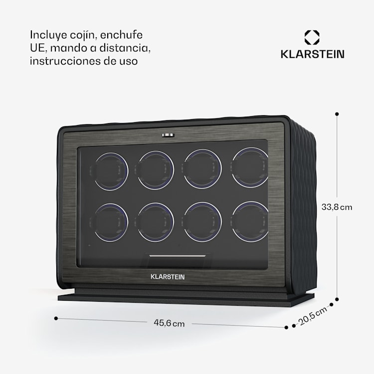 LuminousTime watch winder | 8 relojes | muchos ajustes | LED | 10dB 8 relojes | Negro