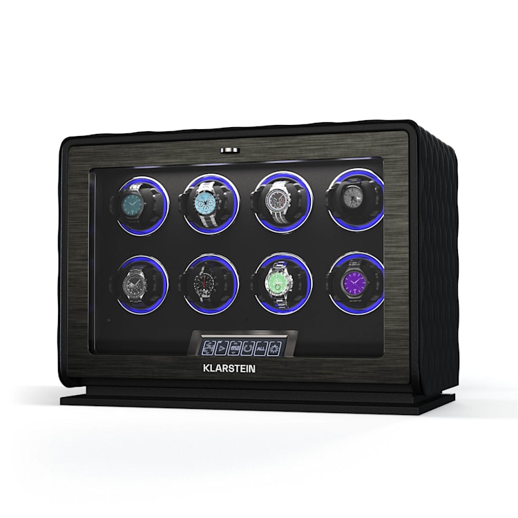 LuminousTime watch winder | 8 relojes | muchos ajustes | LED | 10dB 8 relojes | Negro