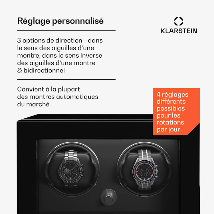 ChronoVault watchwinder | 2+3 horloges | veganistisch | hoogglans | 4 modi | Mabuchi motor | LED | schuiflade 2 automatisch, 3 mechanisch | Zwart