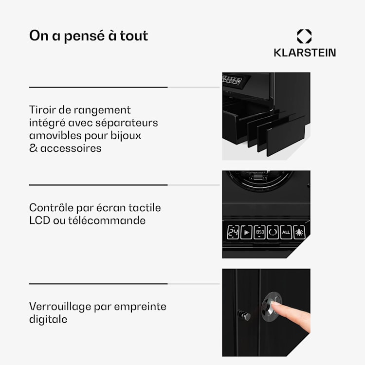 SecureTouch watchwinder | 3+4 horloges | Mabuchi motor | pianolak | 41 modi | slot | leds 3 automatisch, 4 mechanisch | Zwart