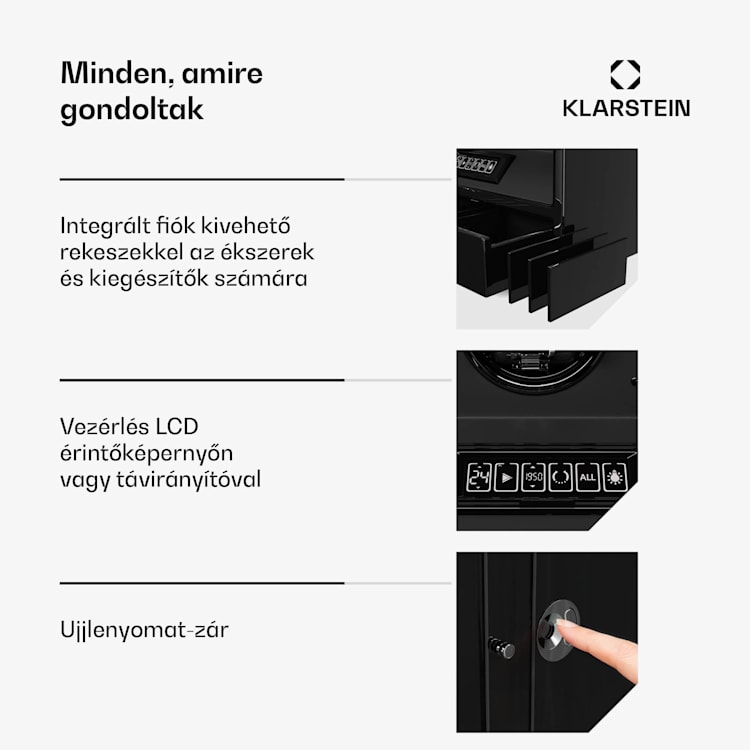 SecureTouch óratekercselő, 3+4 óra, Mabuchi motor, zongoralakk, 41 üzemmód, zár, LED-ek 3 automata, 4 szerelő | Fekete