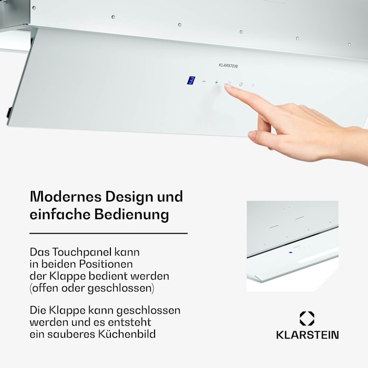 Ventimate Dunstabzugshaube | Touch Control | Abluft/Umluft | EEK A+ | 3 Stufen | LED | leise 85 cm | Weiß