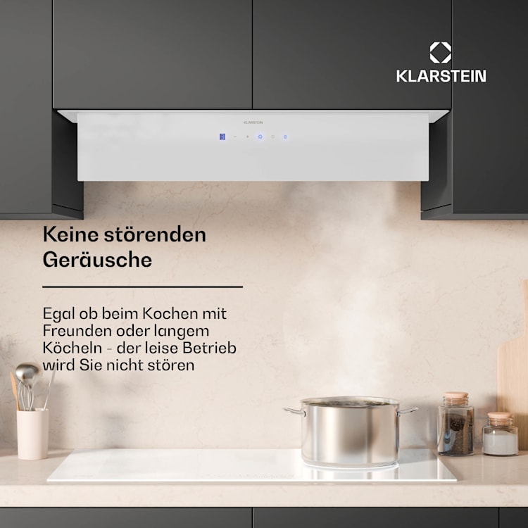 Ventimate Dunstabzugshaube | Touch Control | Abluft/Umluft | EEK A+ | 3 Stufen | LED | leise 85 cm | Weiß