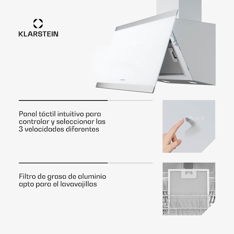 Campana extractora FlashLine | A++ | 524m³/h | 3 niveles | táctil | silenciosa | LED | extracción/recirculación | 100 W