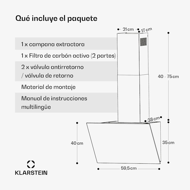 Campana extractora FlashLine | A++ | 524m³/h | 3 niveles | táctil | silenciosa | LED | extracción/recirculación | 100 W