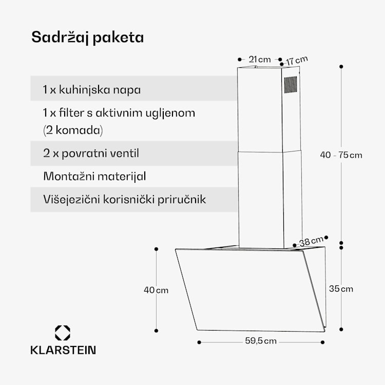 FlashLine napa, A++, 524 m³/h, 3 razine, dotaknuti, tiho, LED, ekstrakcija/recirkulacija, 100 W