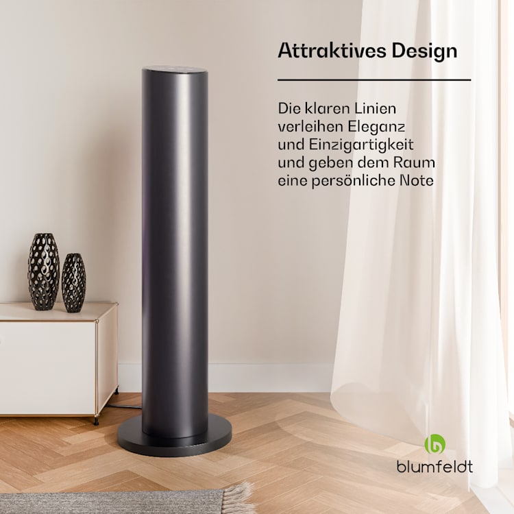 SmartFlow Tower Infrarotheizstrahler | 700W | 360° Wärmeabgabe | WLAN-Steuerung Schwarz