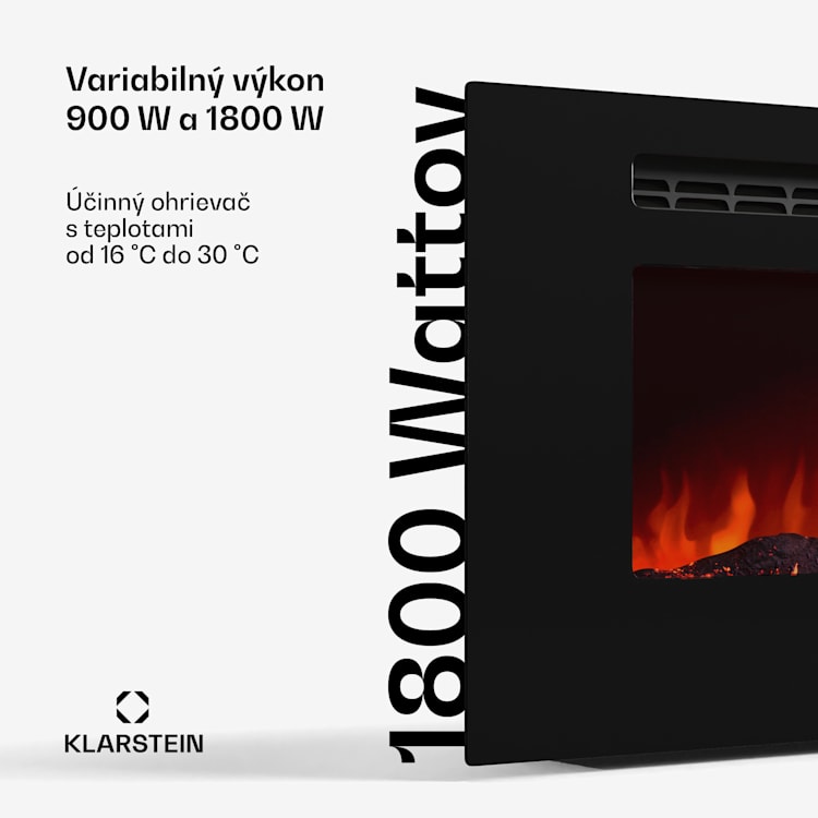 Galeras Smart Inteligentný elektrický krb, 2 nastavenia teploty, 16 - 30°| LED ilúzia plameňa, Možnosť pripojenia k IOT 152,5 x 47 x 13 cm | Čierna
