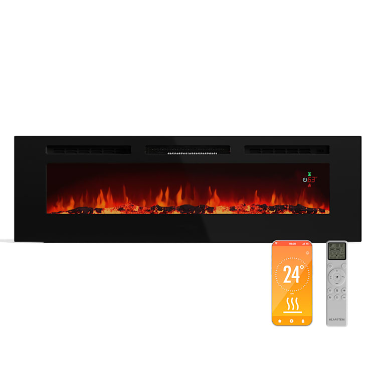 Galeras Smart Inteligentný elektrický krb, 2 nastavenia teploty, 16 - 30°| LED ilúzia plameňa, Možnosť pripojenia k IOT 152,5 x 47 x 13 cm | Čierna