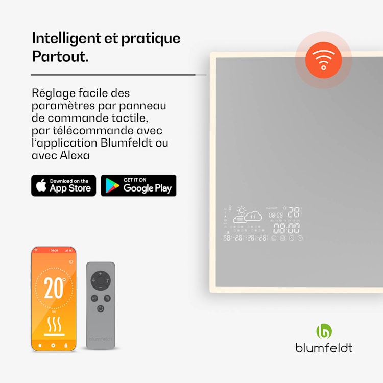 Radiateur infrarouge | Smart Mirror | Infrarouge | 500 W | IP44 100 x 60 cm | Noir