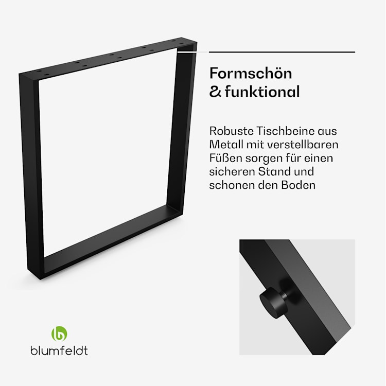 Blumfeldt UrbanFodge U Tischbeine | Modernes Design | für DIY-Projekte | 200 kg Traglast 70 x 72 x 12 cm