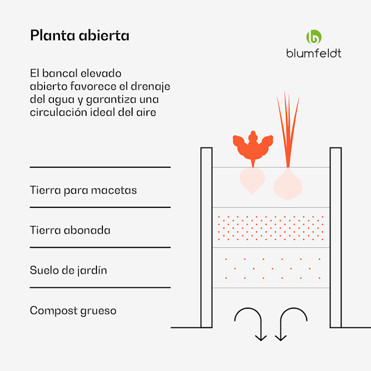 Lecho elevado recto High Grow | 1.200 L | Ergonómico | Resistente a la intemperie | Estructura de base abierta 200 x 60 x 100 cm | Musgo Oscuro