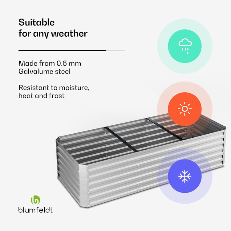High Grow Straight verhoogde kweekbak | 1.440 L | ergonomisch | weerbestendig | open bodemstructuur 240 x 60 x 100 cm | Zilver