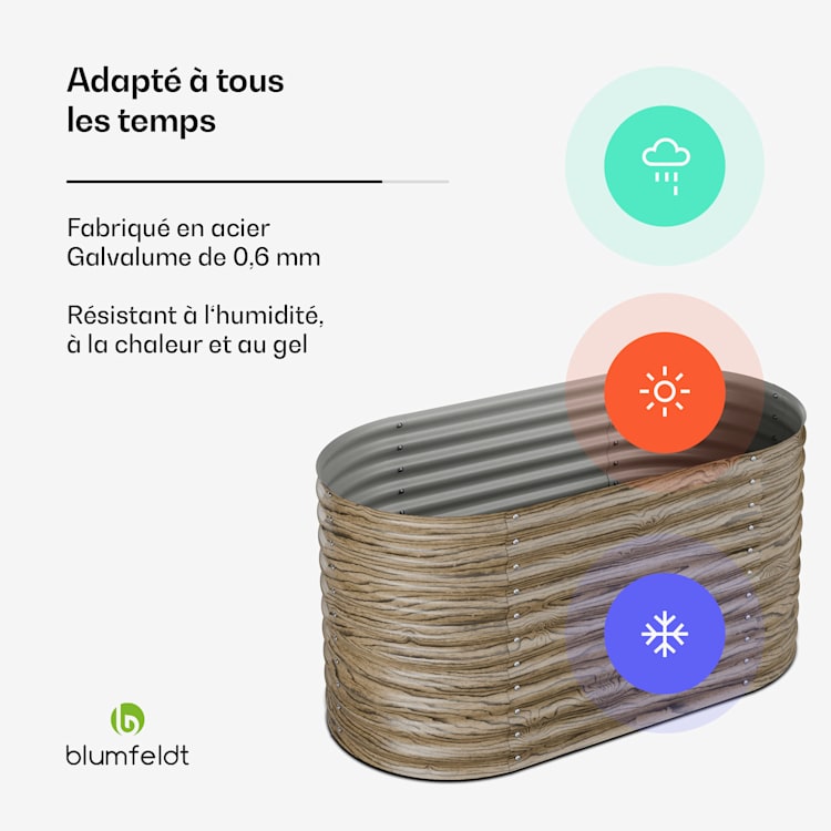 High Grow Potager surélevé | 913 L | Ergonomique | Résistant aux intempéries | Structure de fond ouverte | ovale 80 x 80 x 160 cm | Bois Sombre