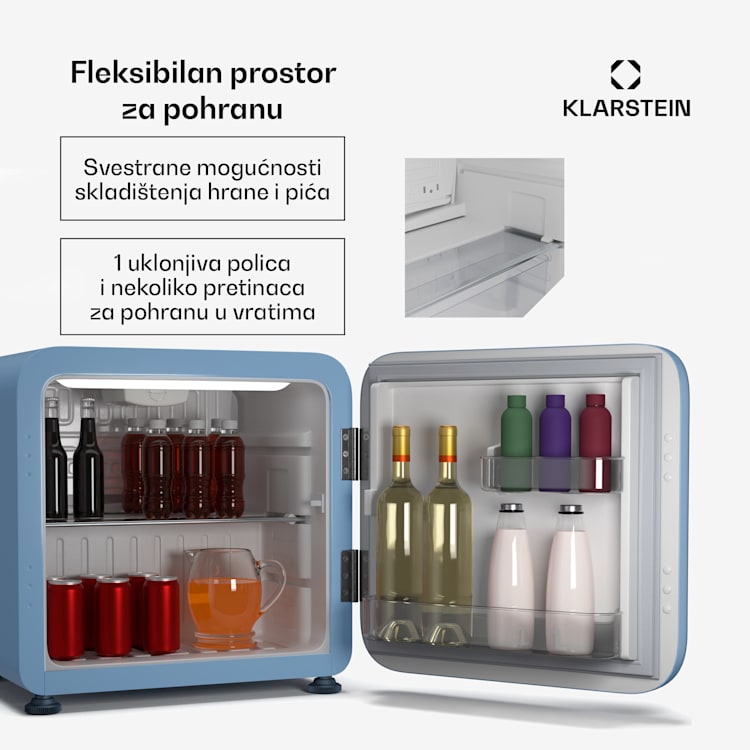 Mini hladnjak Audrey Evo, 43 l, retro dizajn, tiho, kompaktan, 3 boje 43 Ltr | Plava