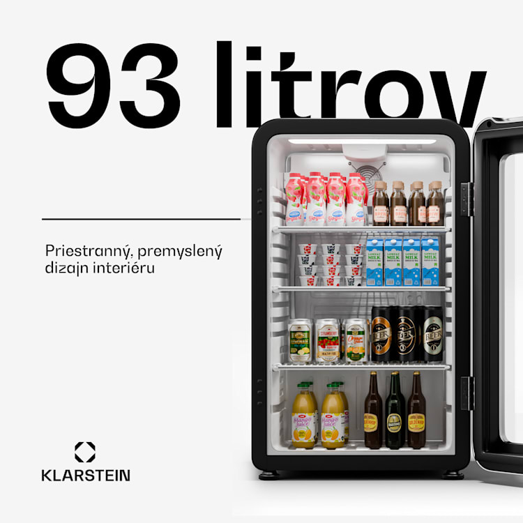 Audrey Evo chladnička na nápoje, Retro dizajn, sklenené dvere, 93 L, EEK C 93 Ltr | Strieborná