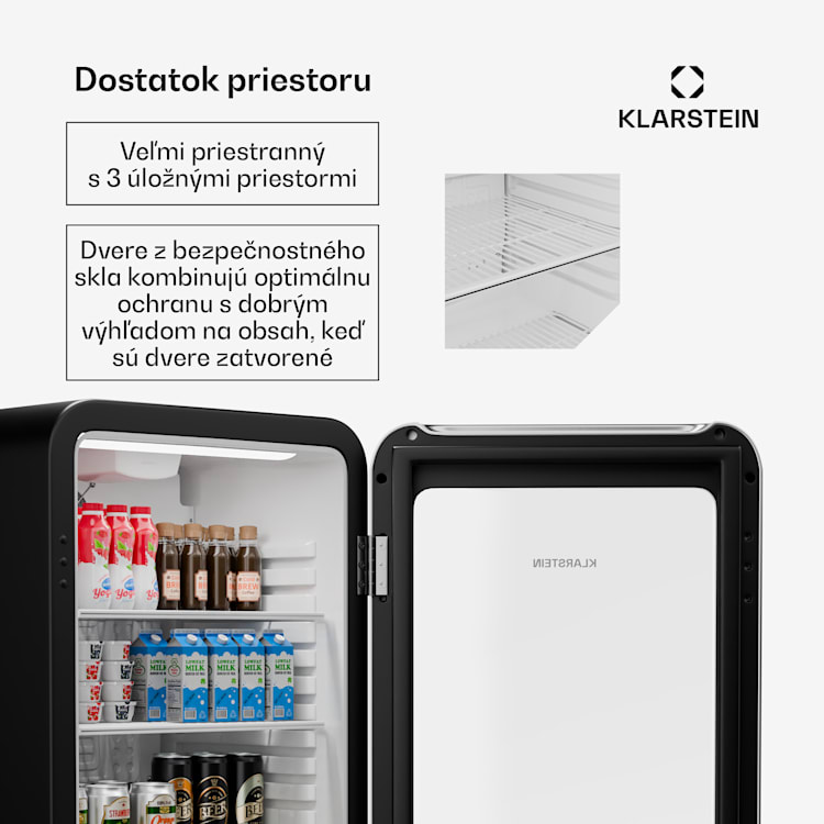 Audrey Evo chladnička na nápoje, Retro dizajn, sklenené dvere, 93 L, EEK C 93 Ltr | Strieborná