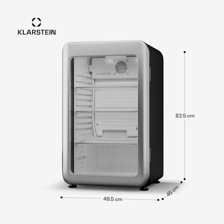 Audrey Evo chladnička na nápoje, Retro dizajn, sklenené dvere, 93 L, EEK C 93 Ltr | Strieborná