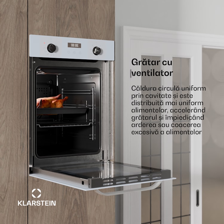 Cuptor SmartSlim, Design subțire, 9 funcții, volum 49 l, curățare ușoară, EEK A Alb