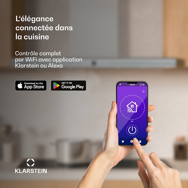 Hotte aspirante Auriana | Lumière d'ambiance | 700 m³/h | WiFi | tactile | LED 