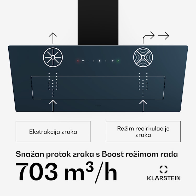 SleekAir kuhinjska napa, A+++, 717 m³/h, upravljanje dodirom, 90 cm 90 cm | Antracit