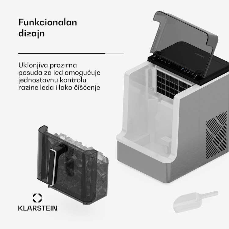 Ice Lux ledomat, nehrđajući čelik, 23kg/24h, samopročišćavanje Srebro