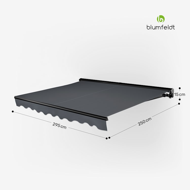 CloudShade Auvent | Contrôle intelligent | Protection UV | Montage mural 295 cm | Store semi-cassette | Gris Foncé