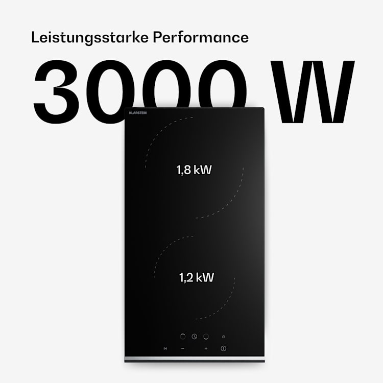 Verosteel Glaskeramik-Kochfeld | Minimalistisch, kraftvoll | 2 Kochzonen | 3000 W | 30 cm 30 cm