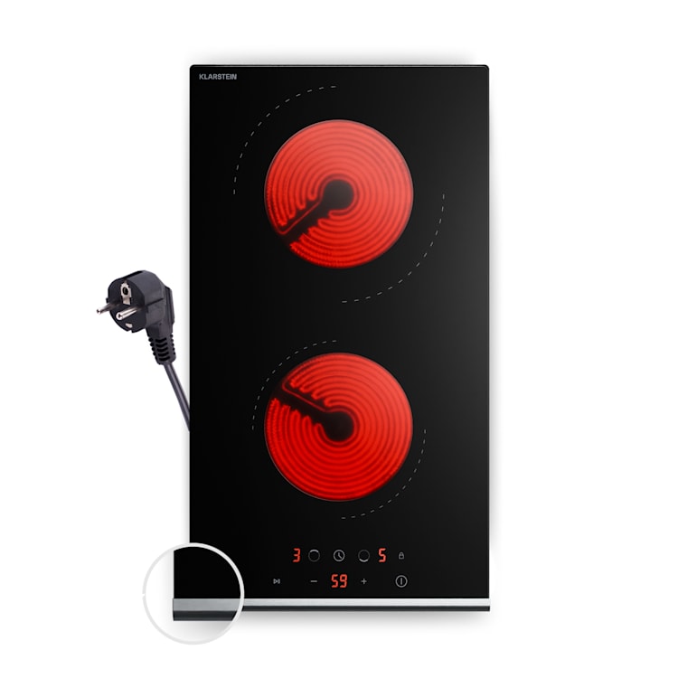 Plită vitroceramică Verosteel, Minimalistă, performantă, 2 zone de gătit, 3000 W, 30 cm 30 cm