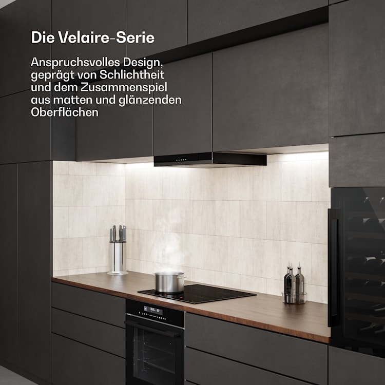 Velaire Induktionskochfeld | Edel, minimalistisch, kraftvoll | 4 Kochzonen | 7000 W | 60 cm Standard | 4 | Schwarz