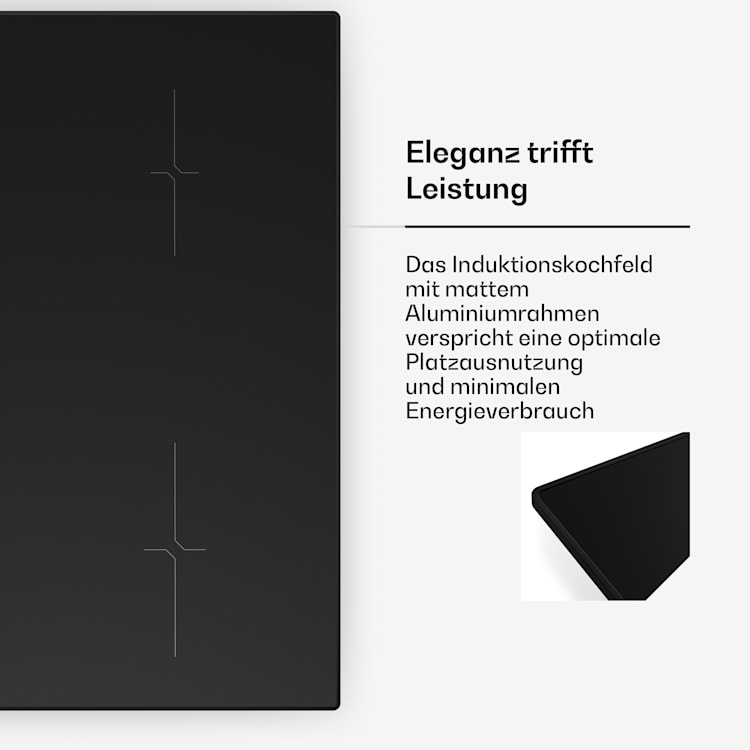Velaire Induktionskochfeld | Edel, minimalistisch, kraftvoll | 4 Kochzonen | 7000 W | 60 cm Standard | 4 | Schwarz