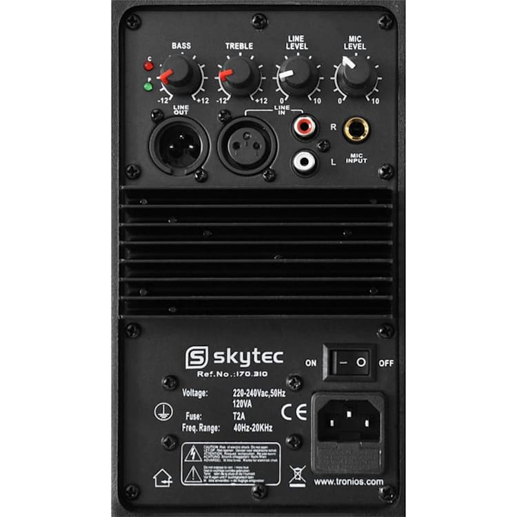 Paar PA-luidsprekers Skytec 20 cm actieve box 2 x 200 W ABS