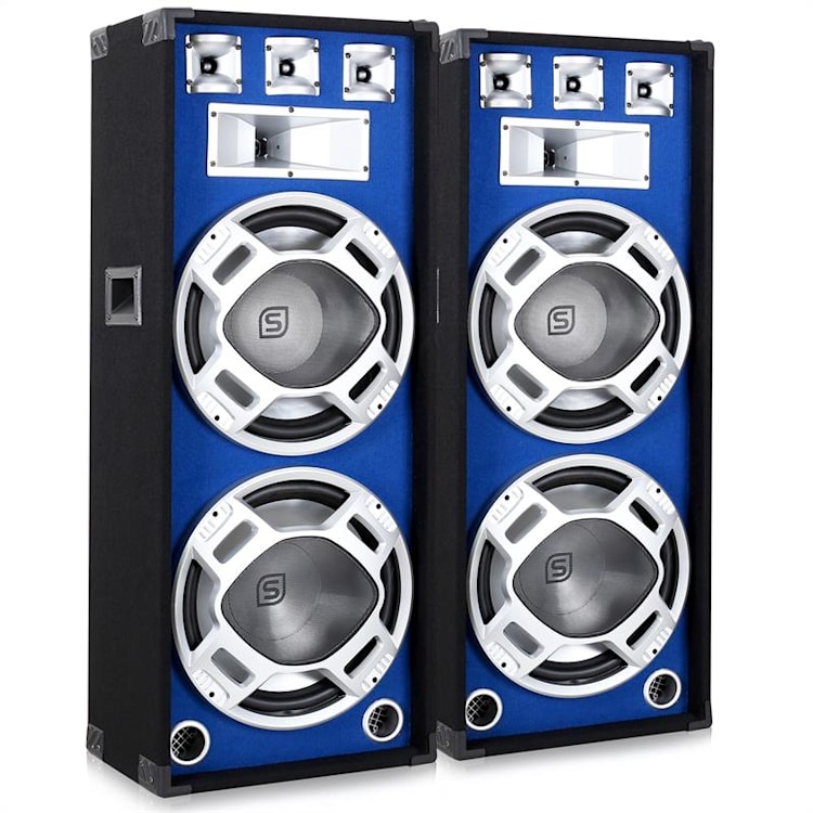 Set 38cm PA-luidsprekers lichteffect blauw 2x1000W box