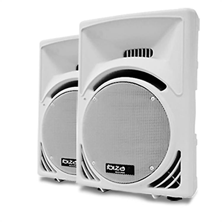 Passieve P.A. luidsprekerset 38 cm subwoofer 2400 W ABS-behuizing - wit