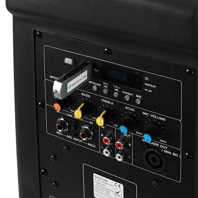 SLK PA-boxen paar 2x 38CM (15") Master Slave 1500W USB SD MP3