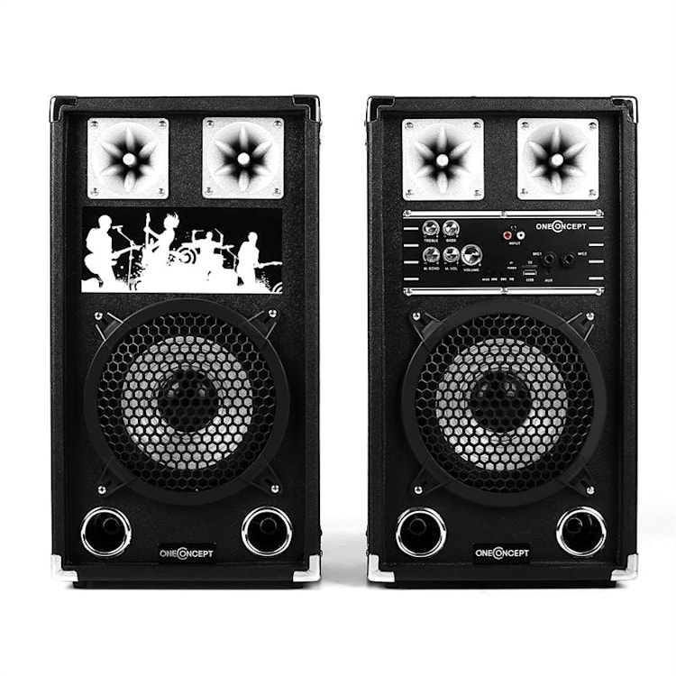 PA karaoke-set 2 x PA-luidspreker 2 x draadloze microfoon