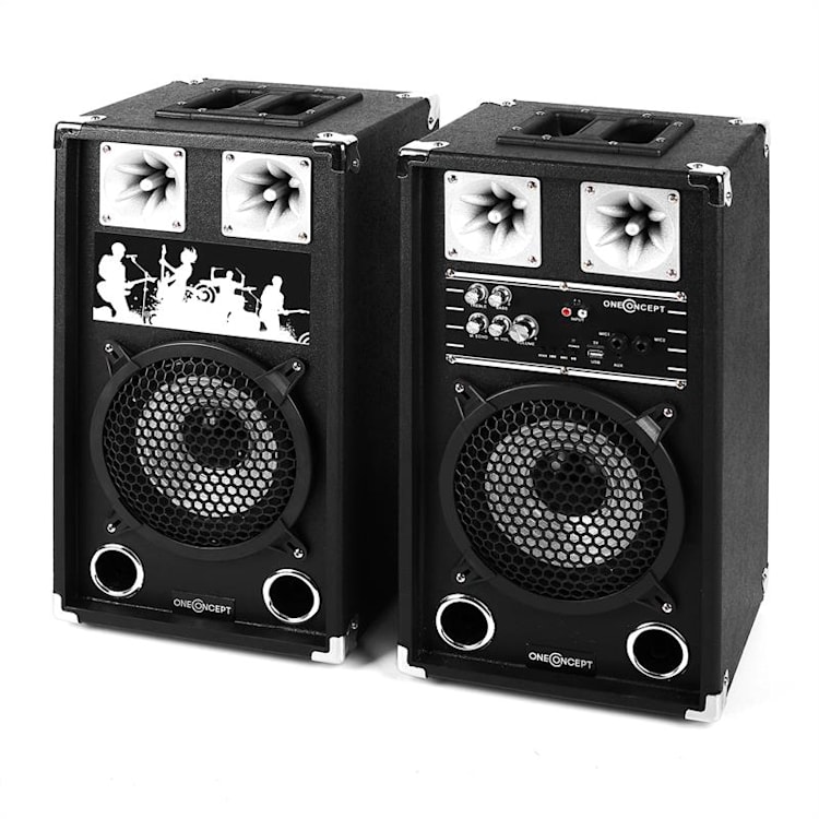 PA karaoke-set 2 x PA-luidspreker 2 x draadloze microfoon