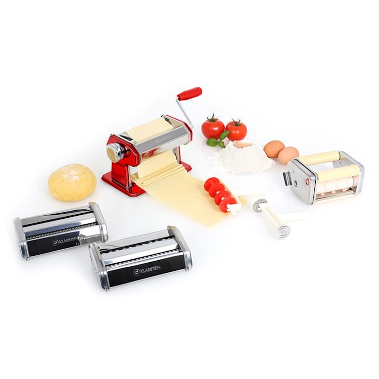 Klarstein Pasta Set, zariadenie na prípravu cestovín, červené & susič cestovín Verona Červená
