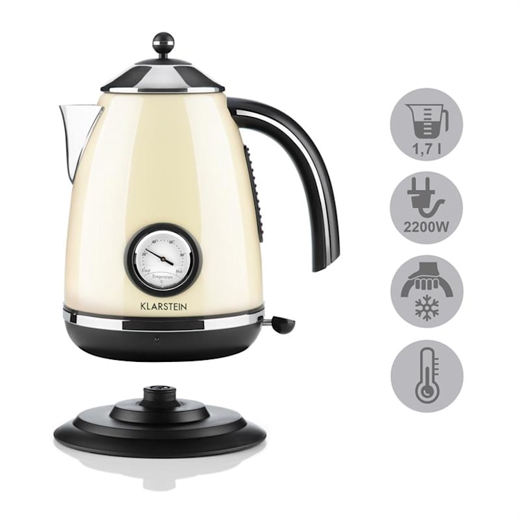 Aquavita Frühstücksset Creme Wasserkocher Toaster creme