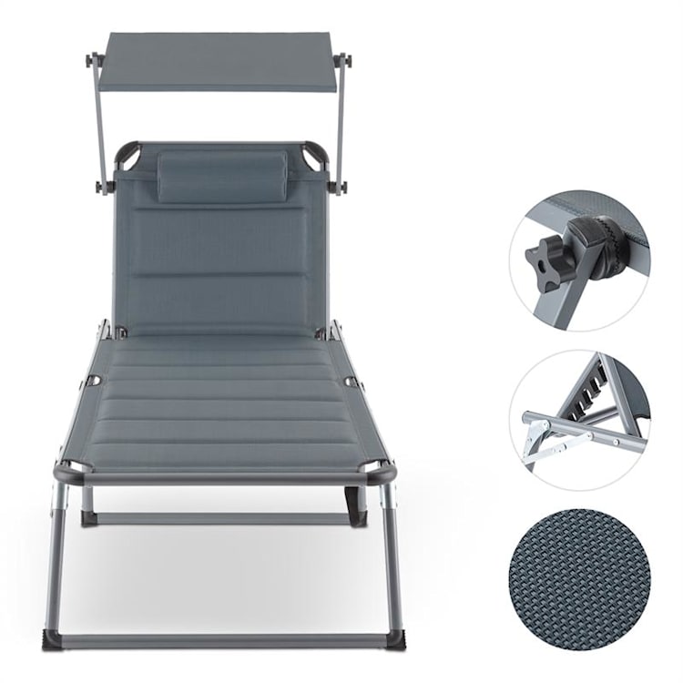 Amalfi Noble Grey ligbank set van 2 bekleding stalen frame - grijs