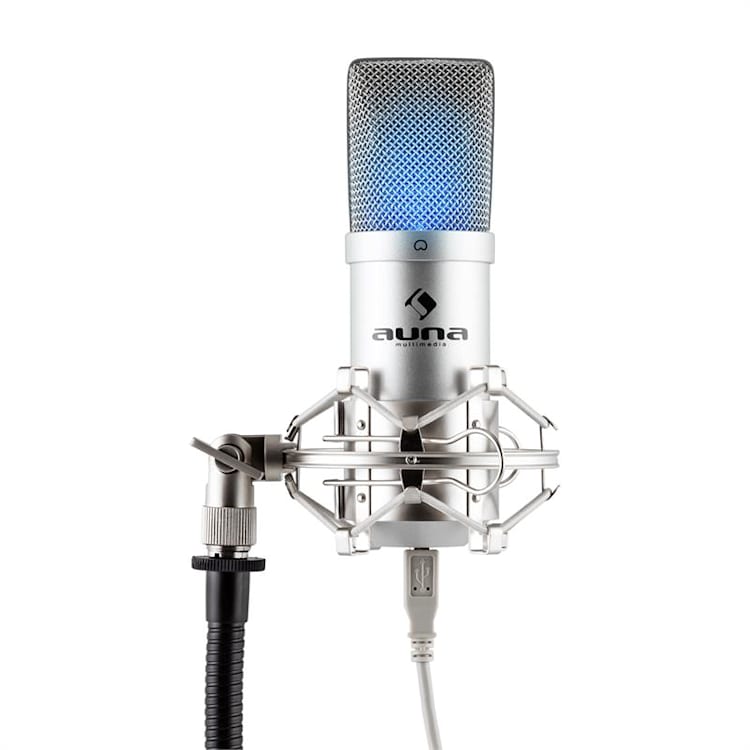 MIC-900S-LED Set Microfono USB V4 Condensatore Anti-Pop LED Braccio argento