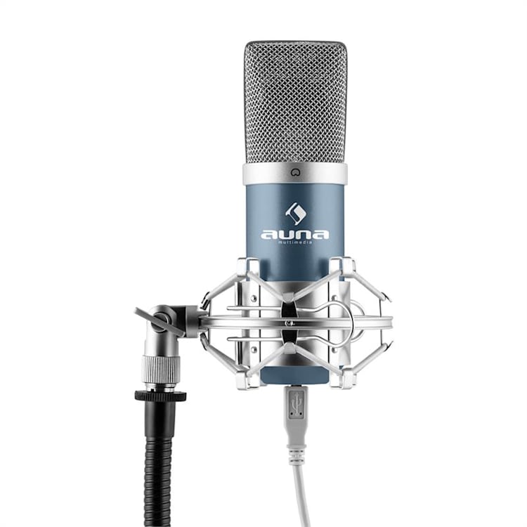 MIC-900BL Set per Microfono USB V5 Condensatore Filtro Antipop Schermo Braccio Blu