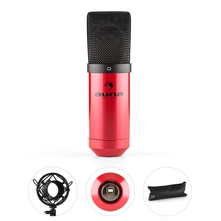 MIC-900RD USB Set Microfoni a Condensatore V5 Anti-Pop Braccetto Rosso